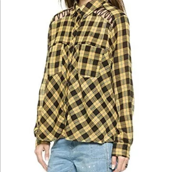 Free People Tops - Free People black & yellow plaid long sleeve